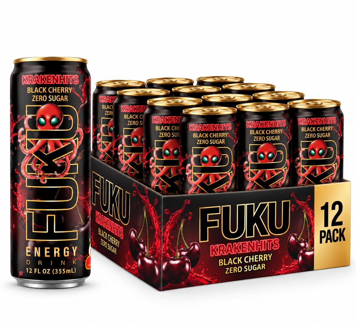 FUKU BLACK CHERRY ZERO SUGAR (12-PACK) - FREE SHIPPING