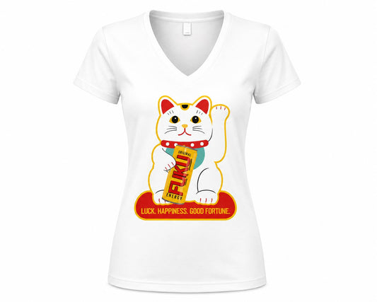 Women's V-Neck (Lucky Cat)